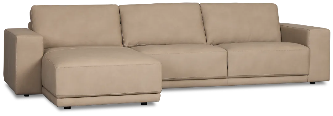 Kellan Taupe Leather Left Chaise Sectional