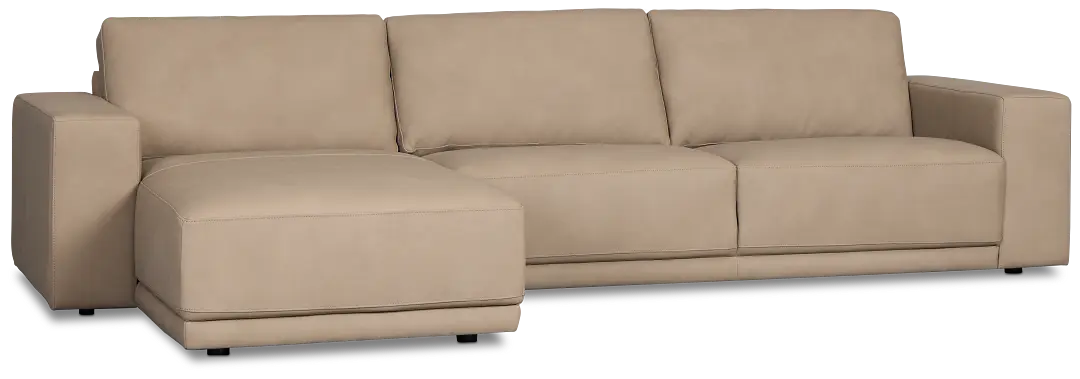 Kellan Taupe Leather Left Chaise Sectional Kellan Taupe Leather Left Chaise Sectional