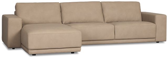Kellan Taupe Leather Left Chaise Sectional