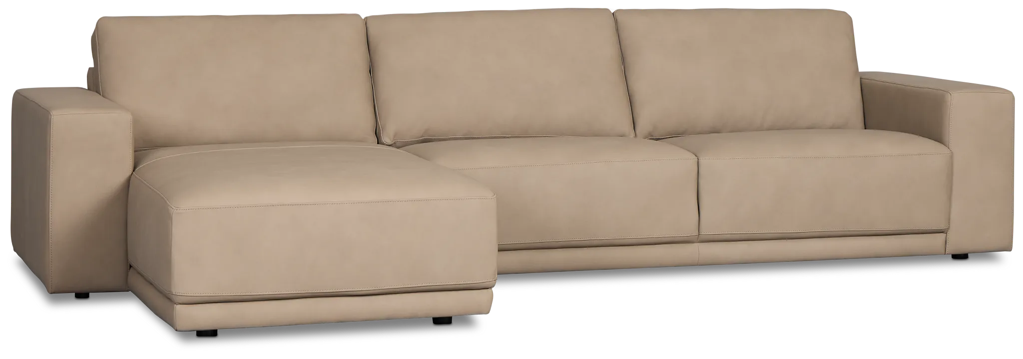Kellan Taupe Leather Left Chaise Sectional