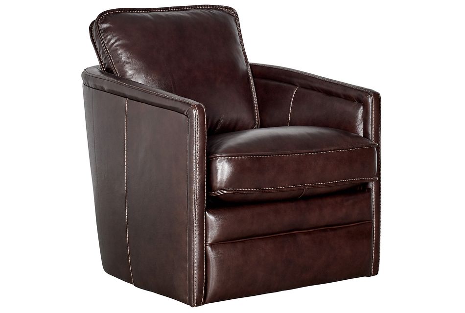 Alexander Dark Brown Leather Swivel Chair, (0)