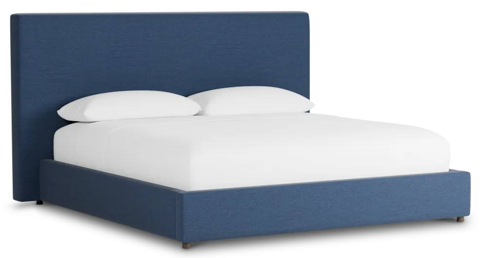 Grayton Peyton Dark Blue 54" Upholstered Platform Bed
