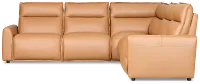 Edison Medium Brown Leather/Vinyl Small Dual Power Reclining Two-arm Sectional
