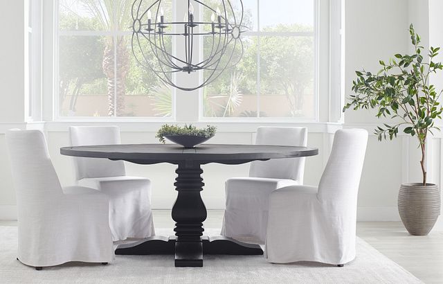 Hadlow Black 72 Round Table Dining, How Many Chairs Around 72 Inch Table