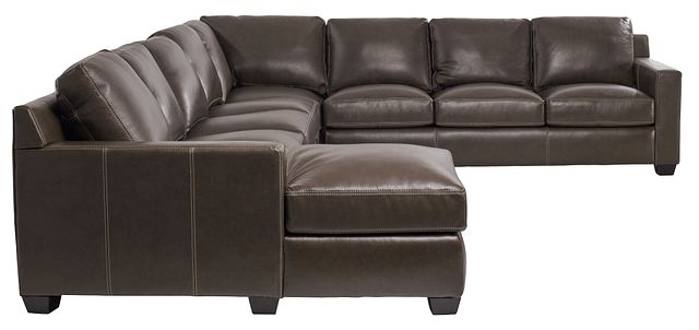 Carson Dark Brown Leather Large Left Chaise Memory Foam Sleeper Sectional (1)