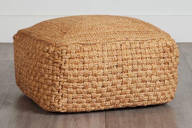 Hari Light Brown Square Accent Pouf