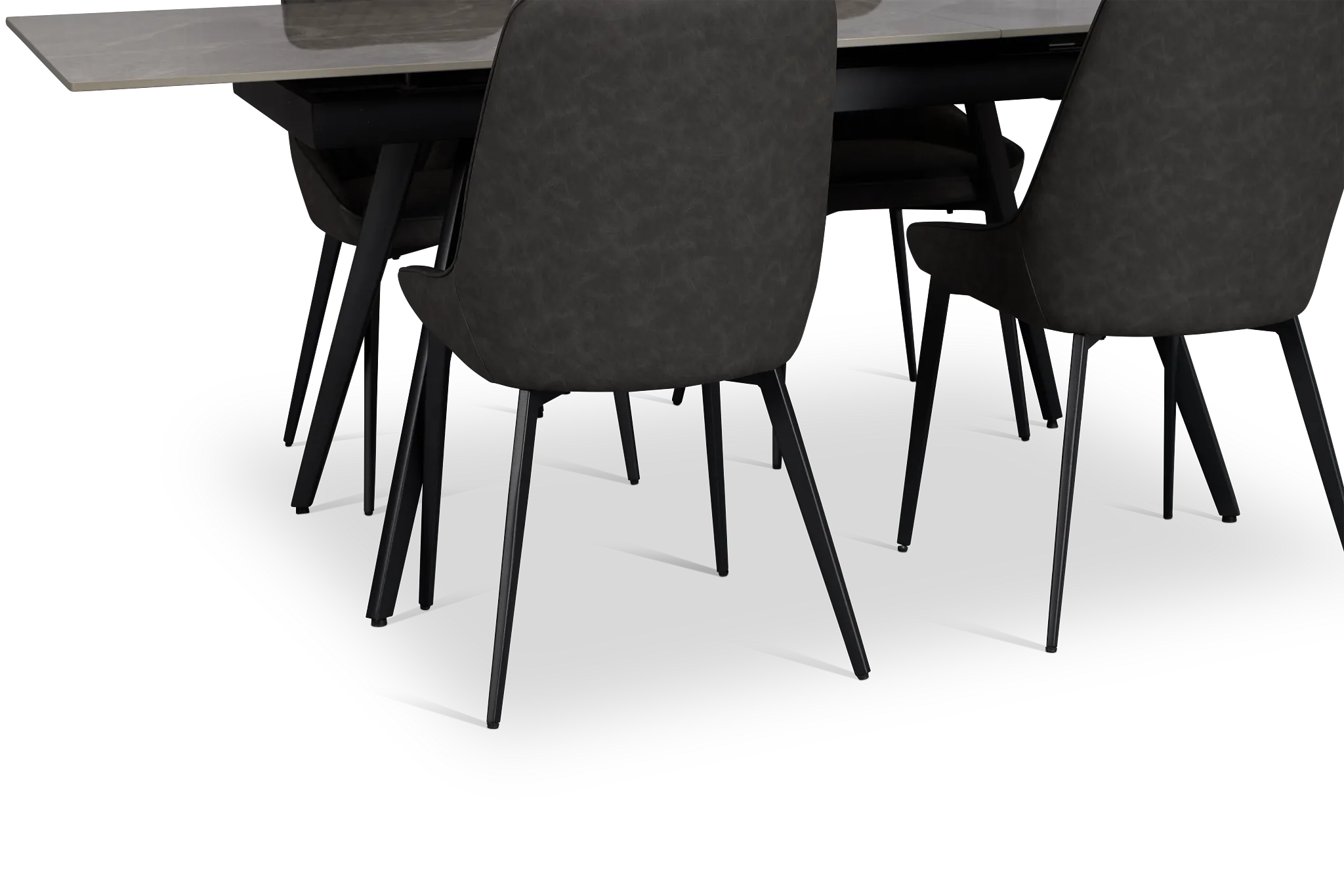 Maricopa Gray Extension Table & 4 Dark Gray Upholstered Chairs