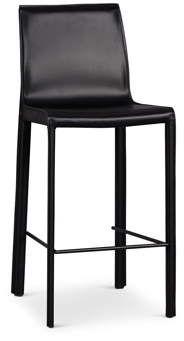 Lugo Black 27" Upholstered Barstool