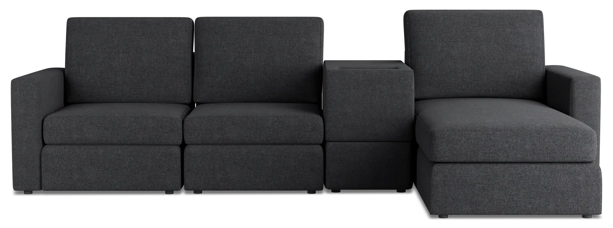 Citymod Dark Gray Fabric Small Right Chaise Sectional With Storage Console Citymod Dark Gray Fabric Small Right Chaise Sectional With Storage Console