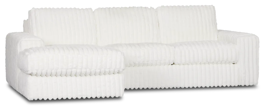 Teddy White Fabric Left Chaise Sectional