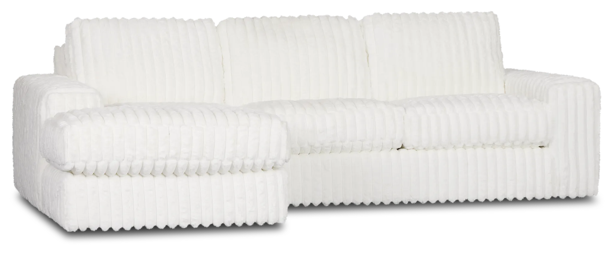 Teddy White Fabric Left Chaise Sectional