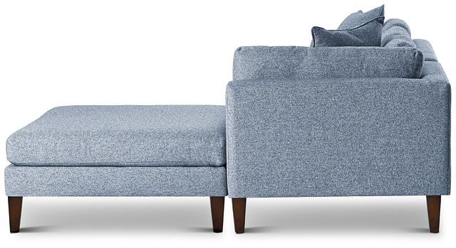 Morgan Blue Fabric Small Right Bumper Sectional W/ Wood Legs (3)