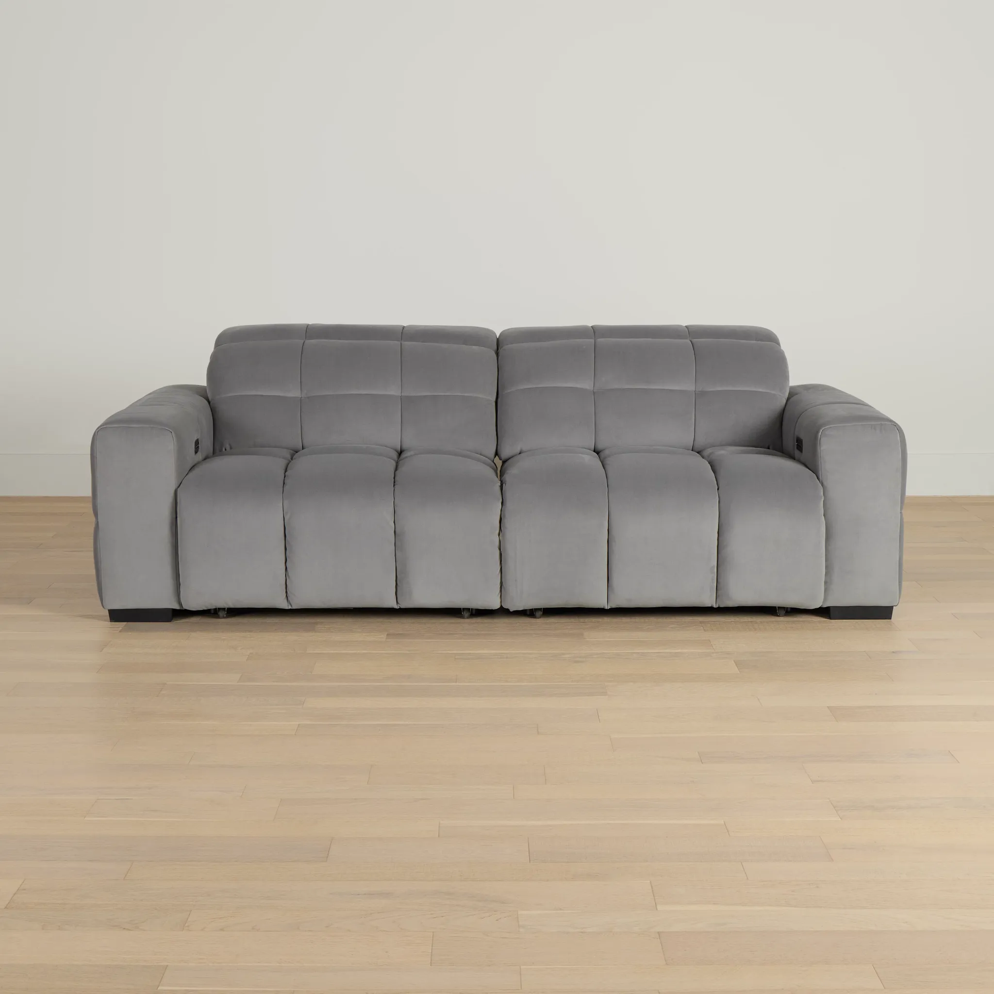 Gemma Light Gray Velvet Power Chaise Sofa