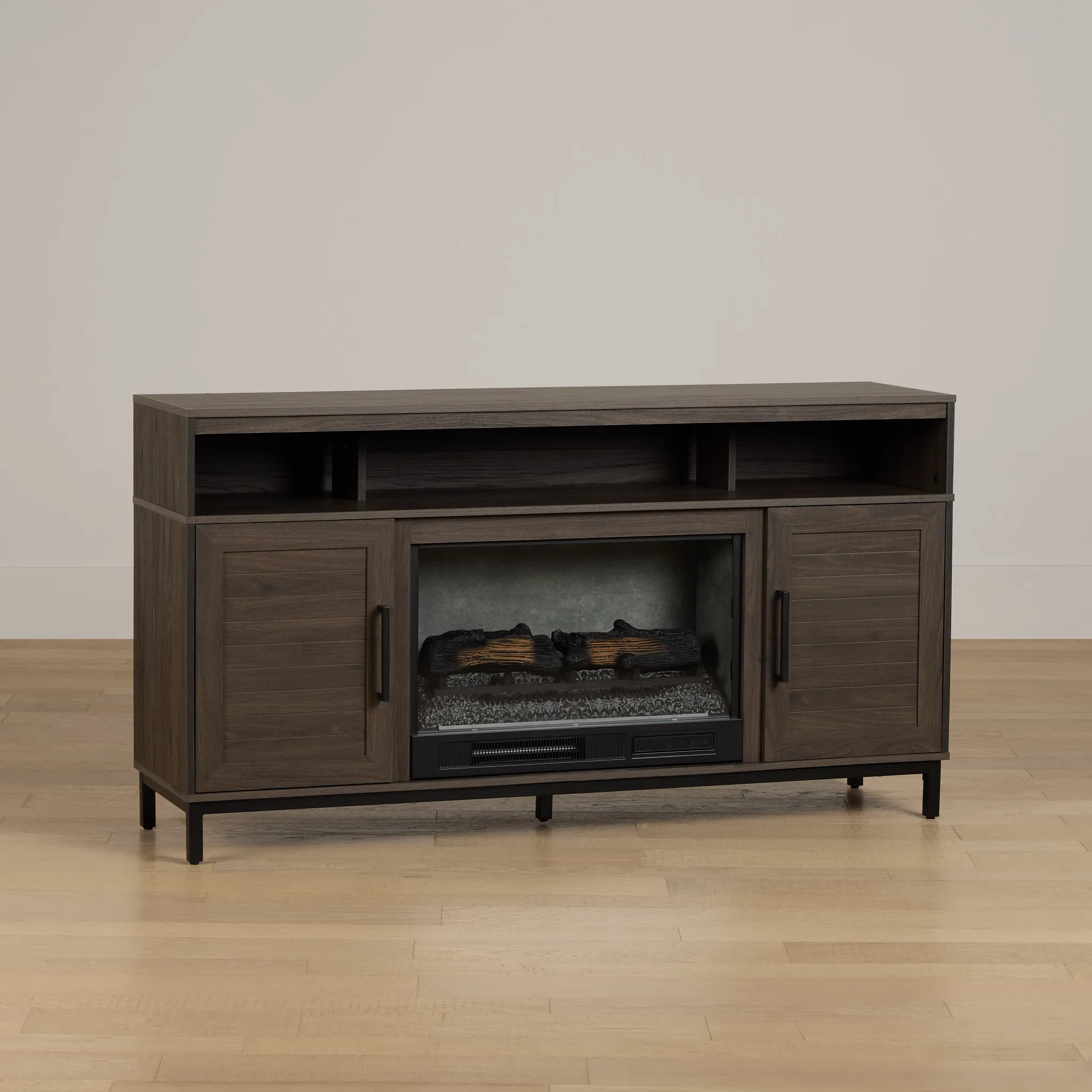 Brandon Mid Tone 60" Tv Stand With Fireplace Insert