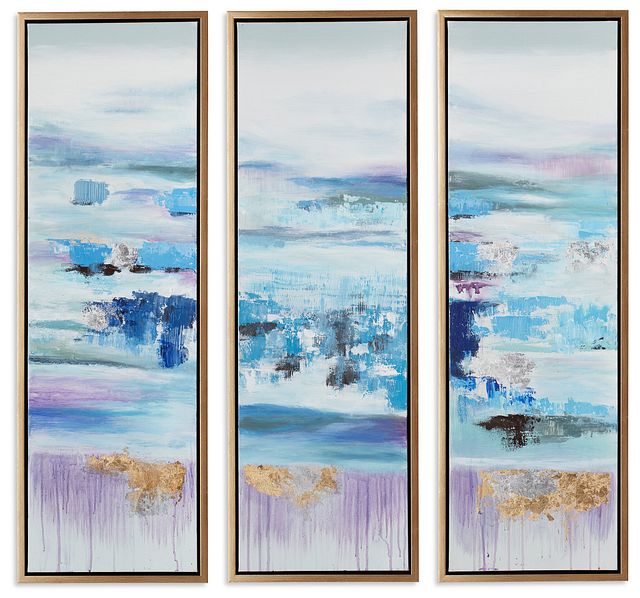 Athena Blue Set Of 3 Framed Canvas Wall Art (2)