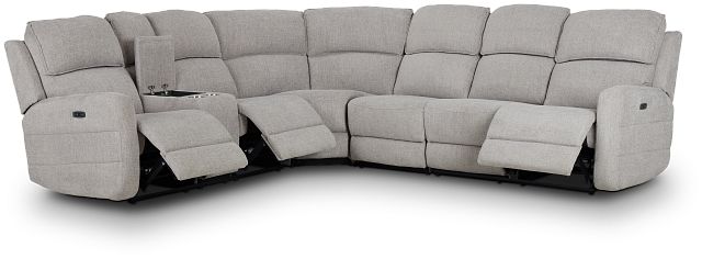 Piper Gray Fabric Large Dual Power Reclining Sect W/left Console