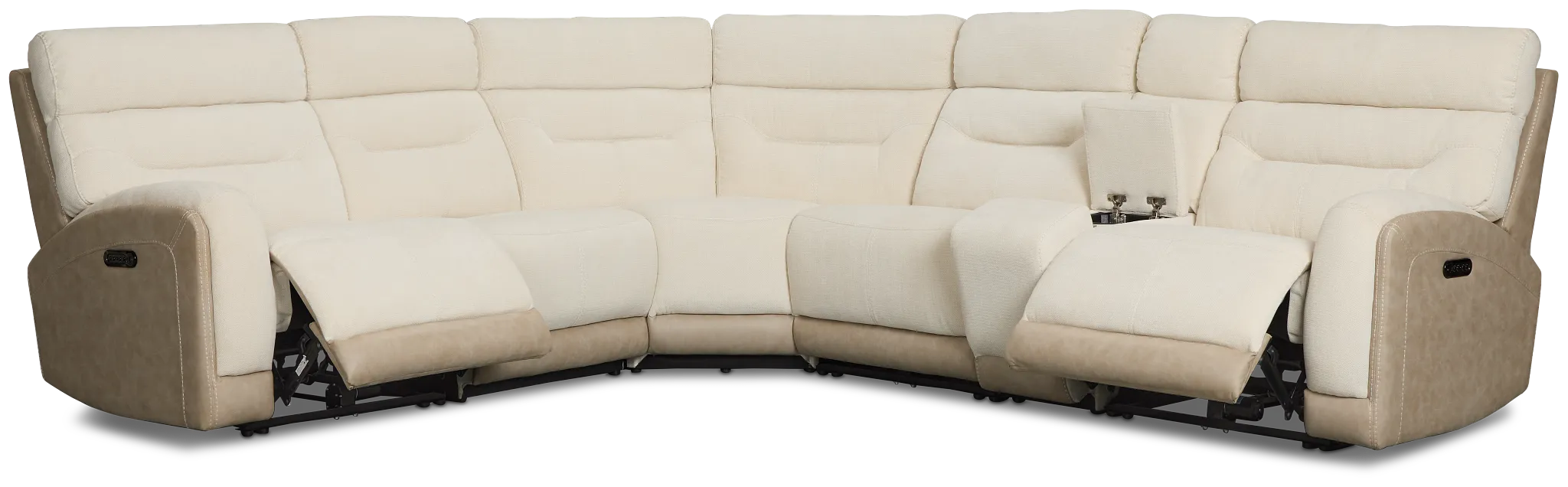Travis Light Beige Fabric Medium Dual Power 2-arm Reclining Sectional
