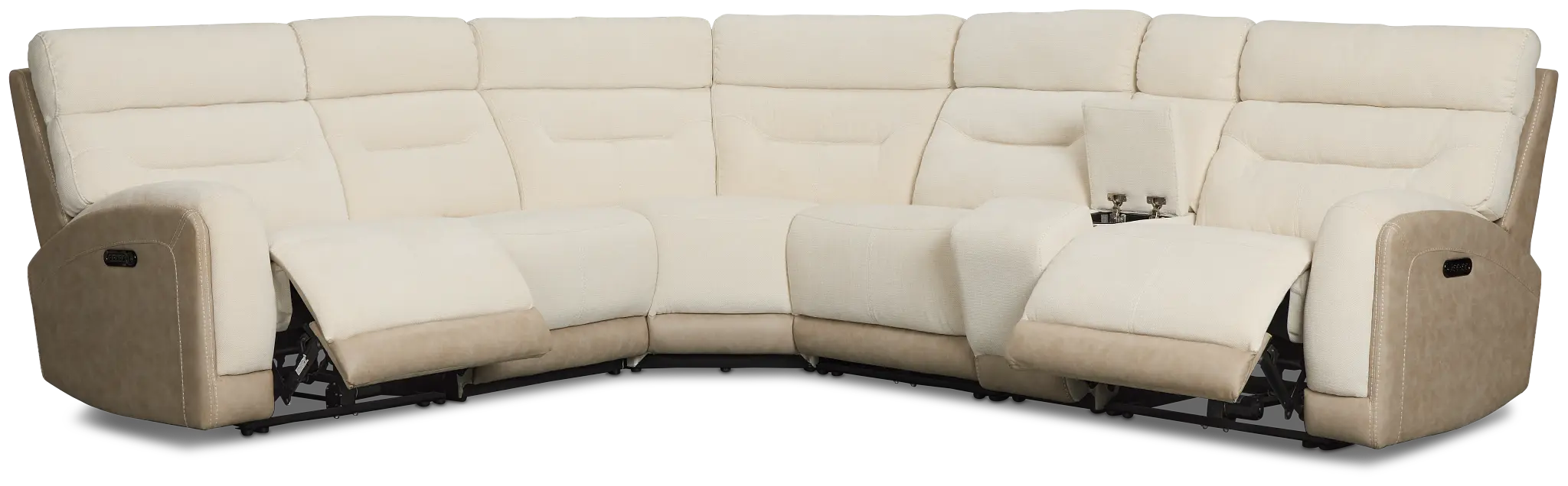 Travis Light Beige Fabric Medium Dual Power 2-arm Reclining Sectional Travis Light Beige Fabric Medium Dual Power 2-arm Reclining Sectional