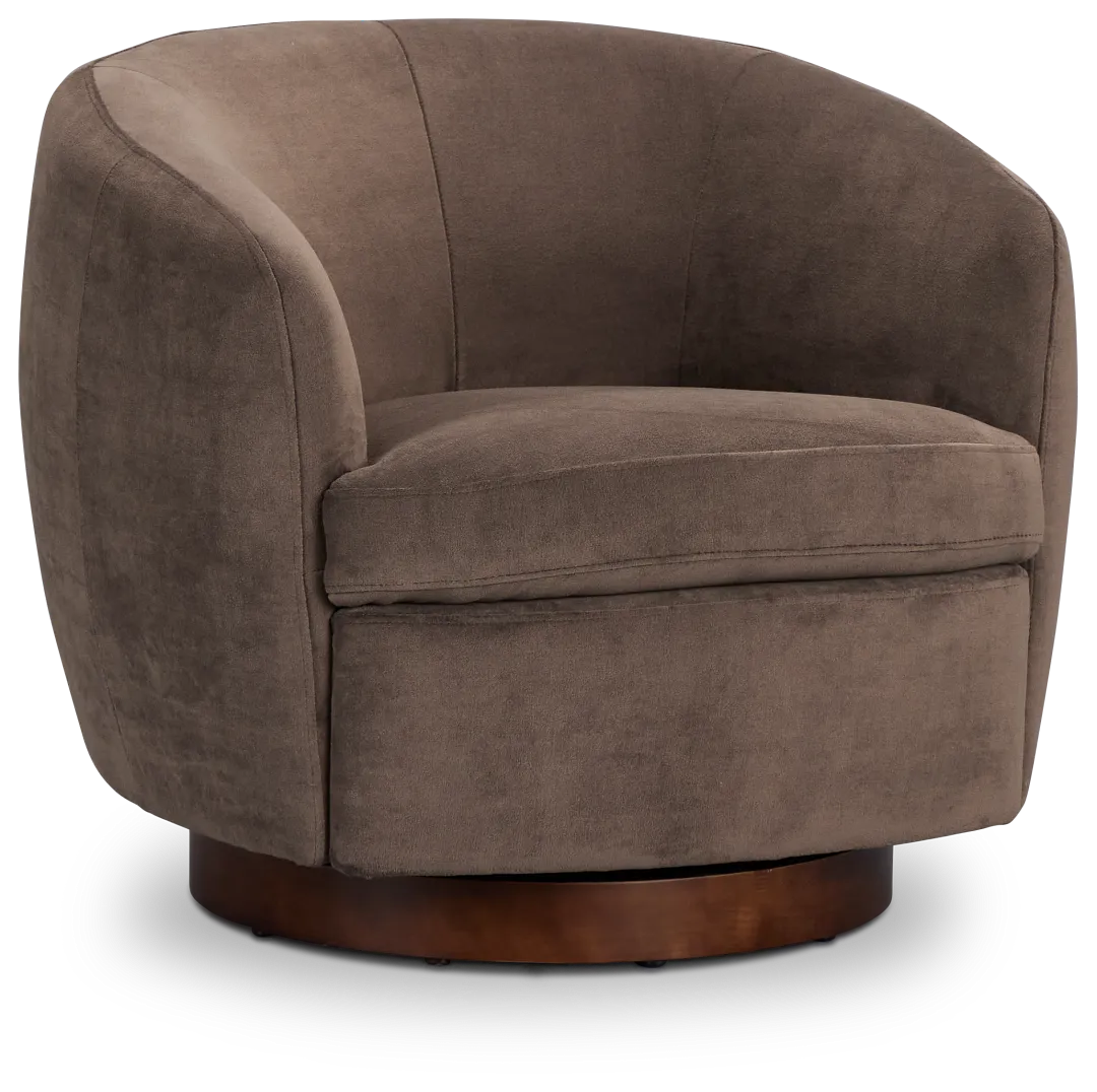 Hazel Dark Beige Velvet Swivel Accent Chair