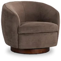 Hazel Dark Beige Velvet Swivel Accent Chair