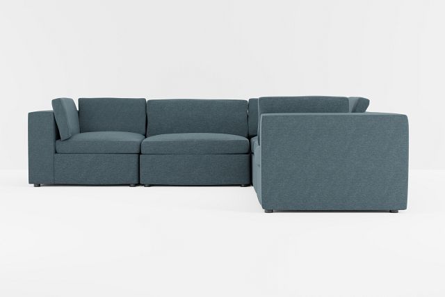 Destin Elevation Dark Blue Fabric 5-piece Modular Sectional