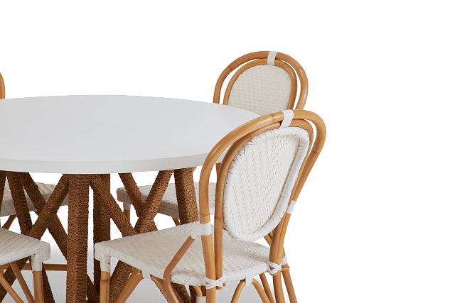 Greenwich Two-tone Round Table & 4 Rattan Chairs (6)