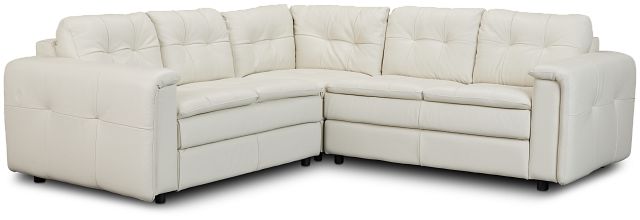 Rowan Light Beige Leather Small Two-arm Sectional