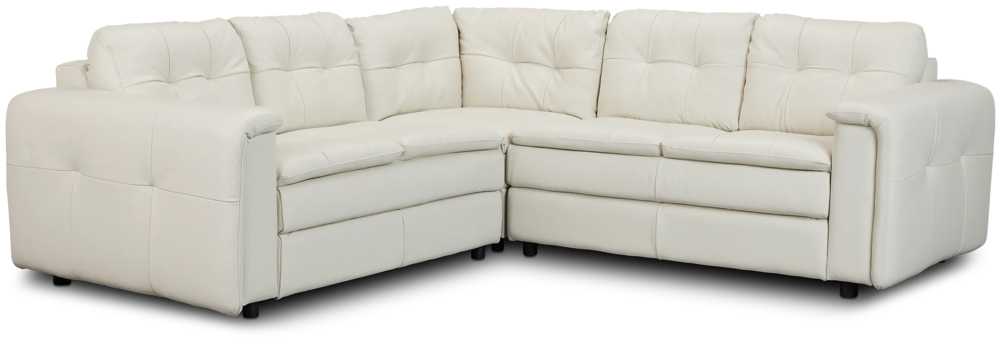 Rowan Light Beige Leather Small Two-arm Sectional