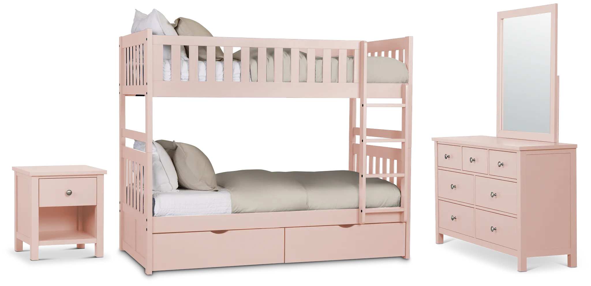 Charleston Pink Bunk Bed Storage Bedroom