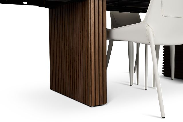 Wayne Two-tone Stone Rectangular Table & 4 White Upholstered Chairs