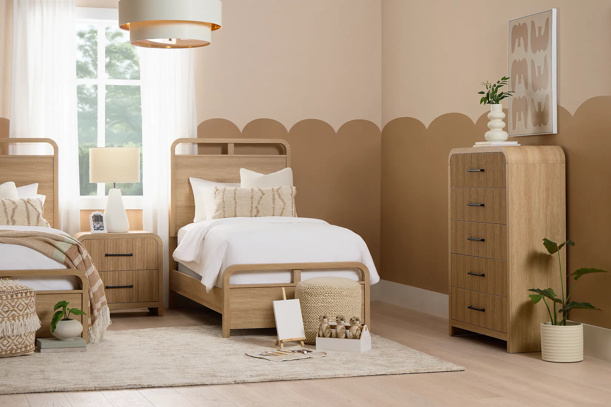 Lyndie Light Tone Panel Bed