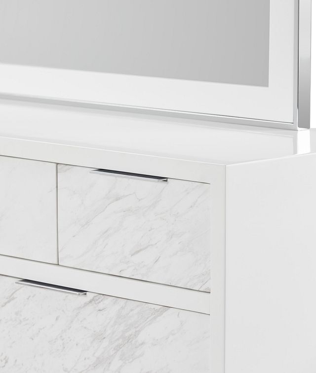 Ocean Drive White Marble Dresser & Mirror