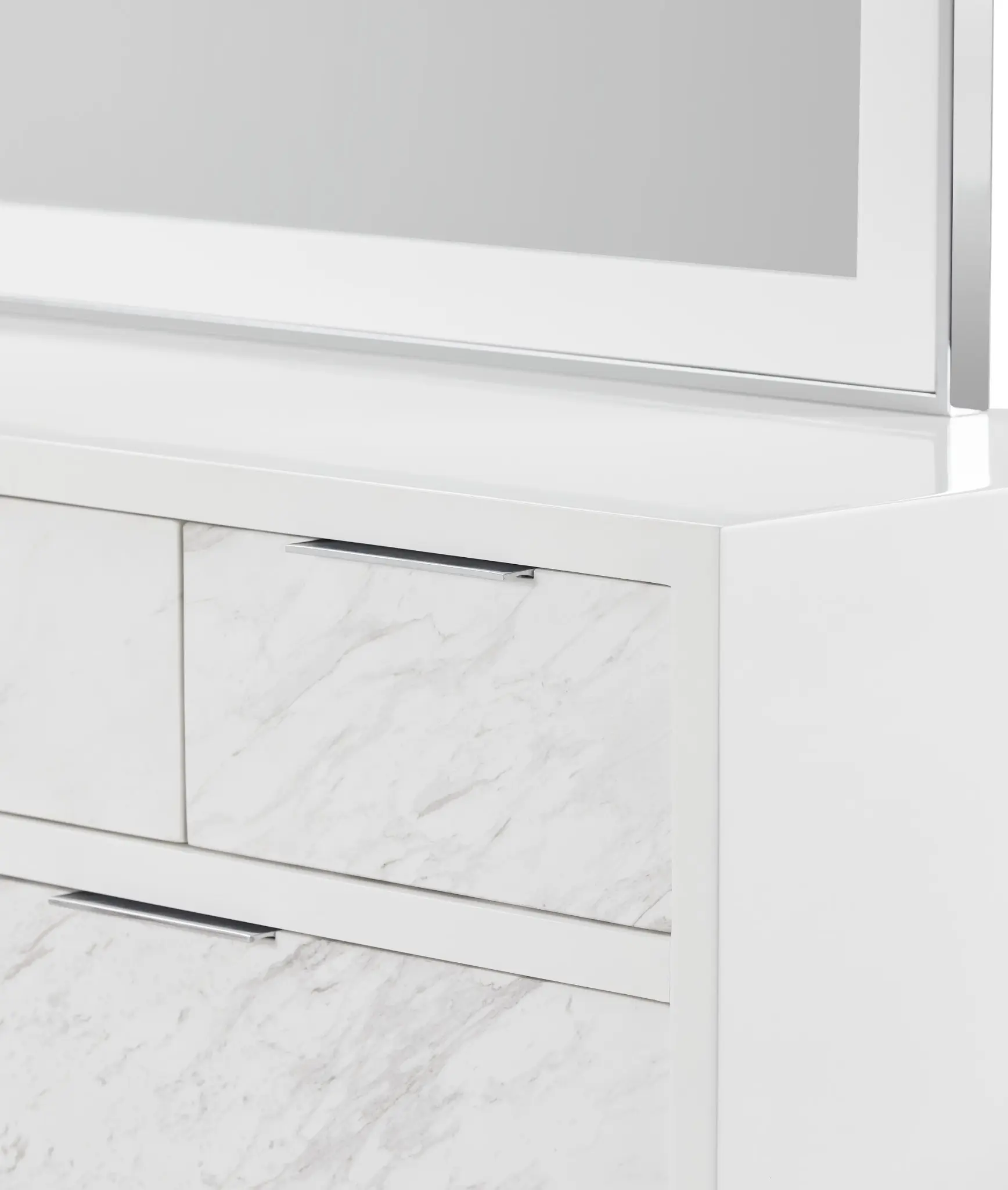 Ocean Drive White Marble Dresser & Mirror Ocean Drive White Marble Dresser & Mirror
