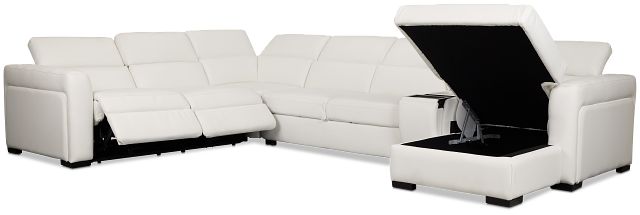 Melody White Storage Medium Right Dual Power Chaise Sleeper Sectional