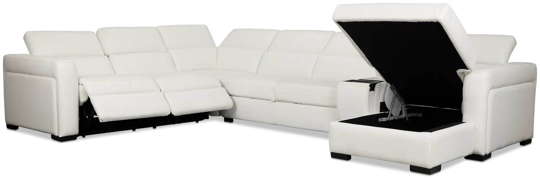 Melody White Storage Medium Right Dual Power Chaise Sleeper Sectional