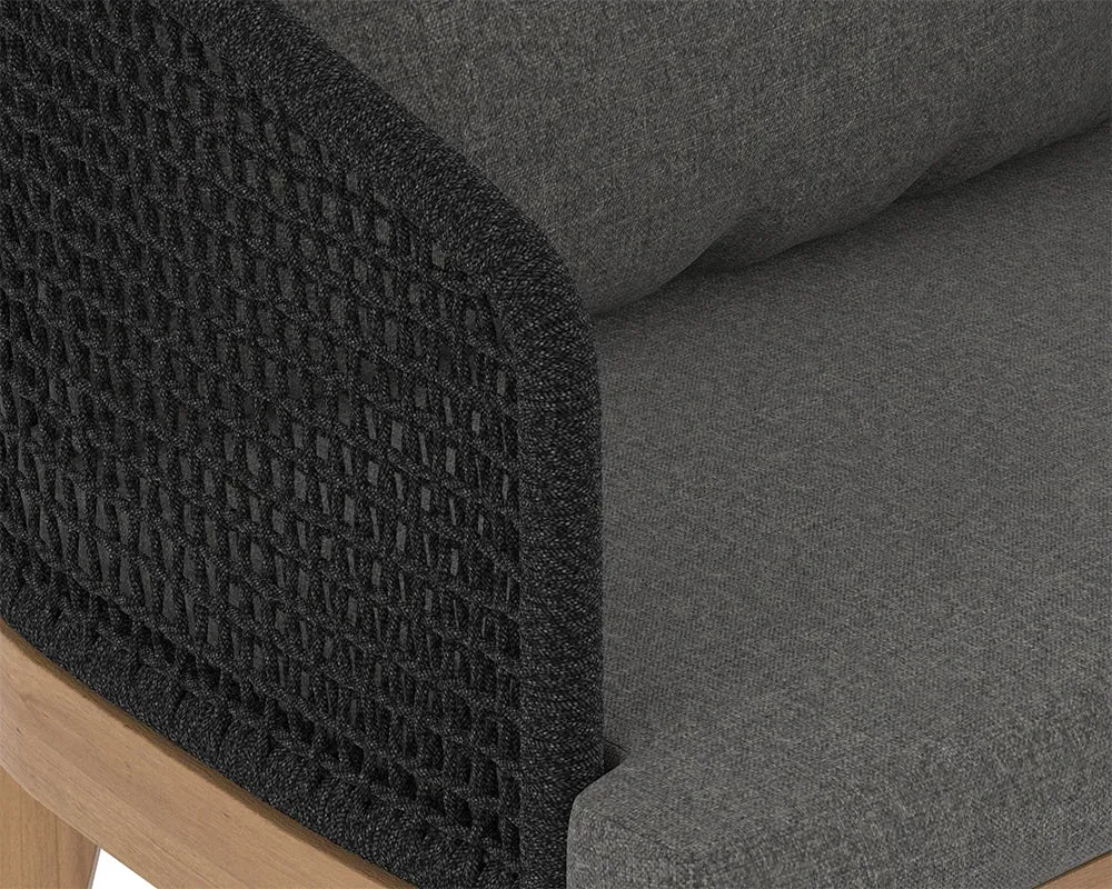 Ukiah Black Dk Gray Cushioned Arm Chair