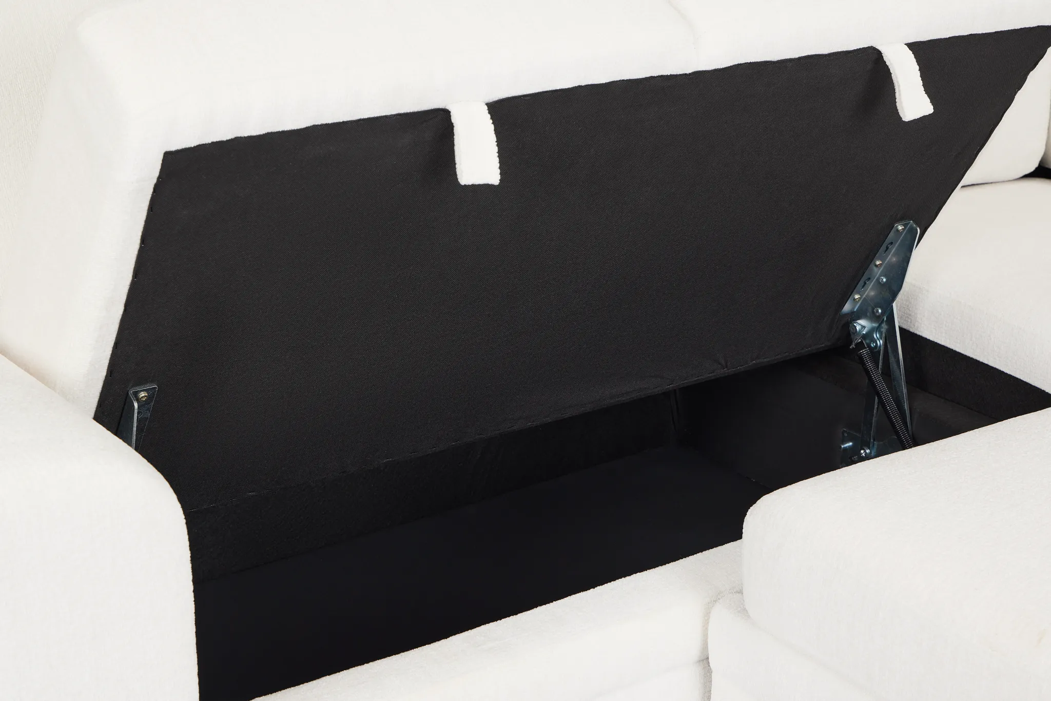 Everly White Fabric Medium Right Chaise Storage Sectional