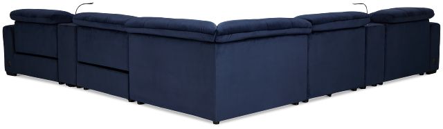 Gemma Navy Velvet Large Dual Power Right Chaise Sectional