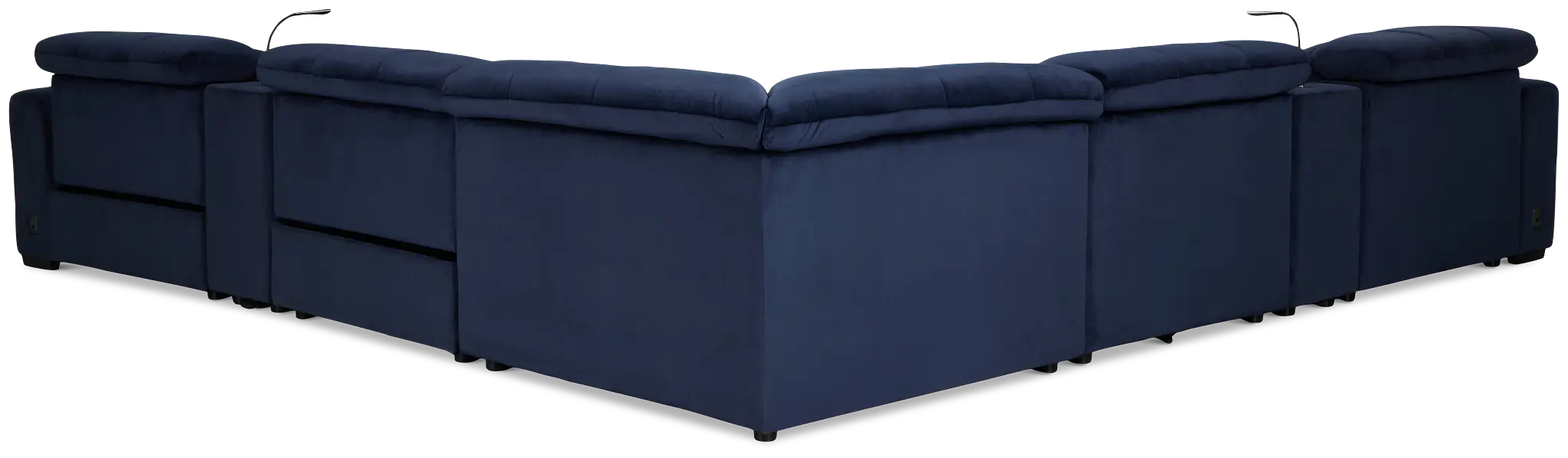 Gemma Navy Velvet Large Dual Power Right Chaise Sectional Gemma Navy Velvet Large Dual Power Right Chaise Sectional
