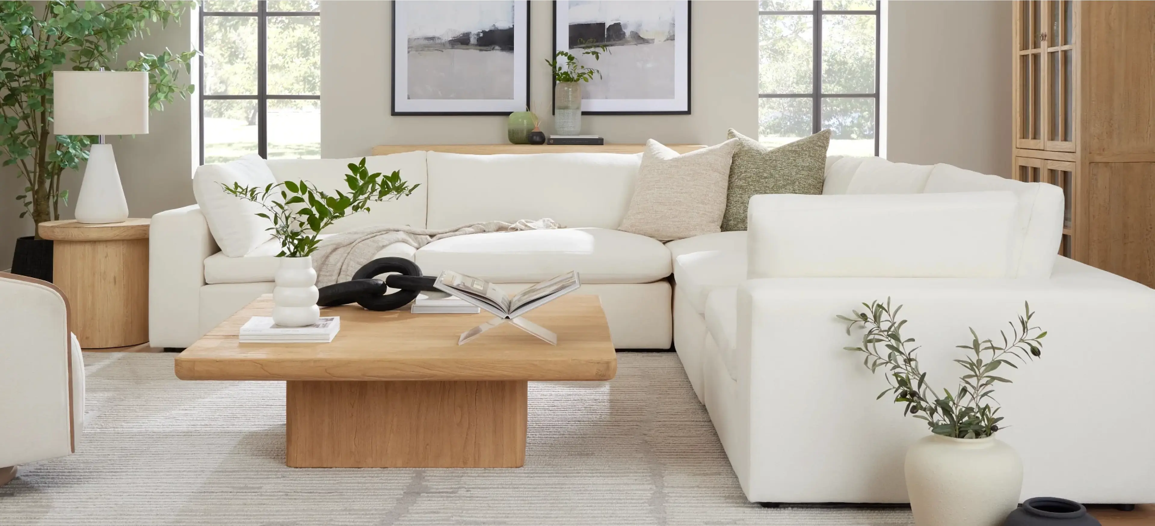 Elevating Spaces: Modern White Living Room Sectionals