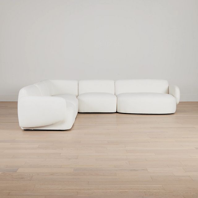 Halsey White Fabric Medium Right Facing Cuddler Sectional