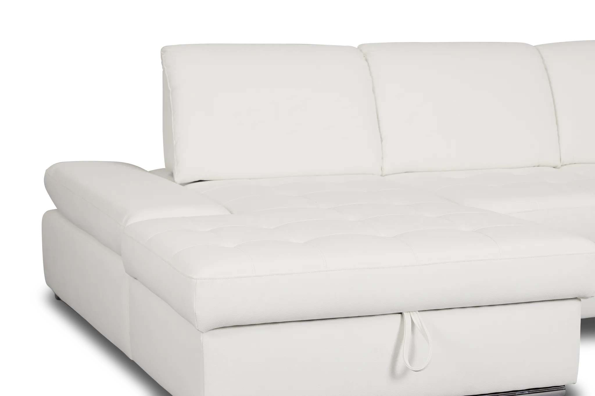 Eden White Micro Left Chaise Sleeper Sectional