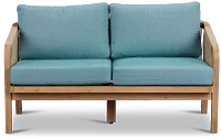 Laguna Light Tone Loveseat With Teal Cushions