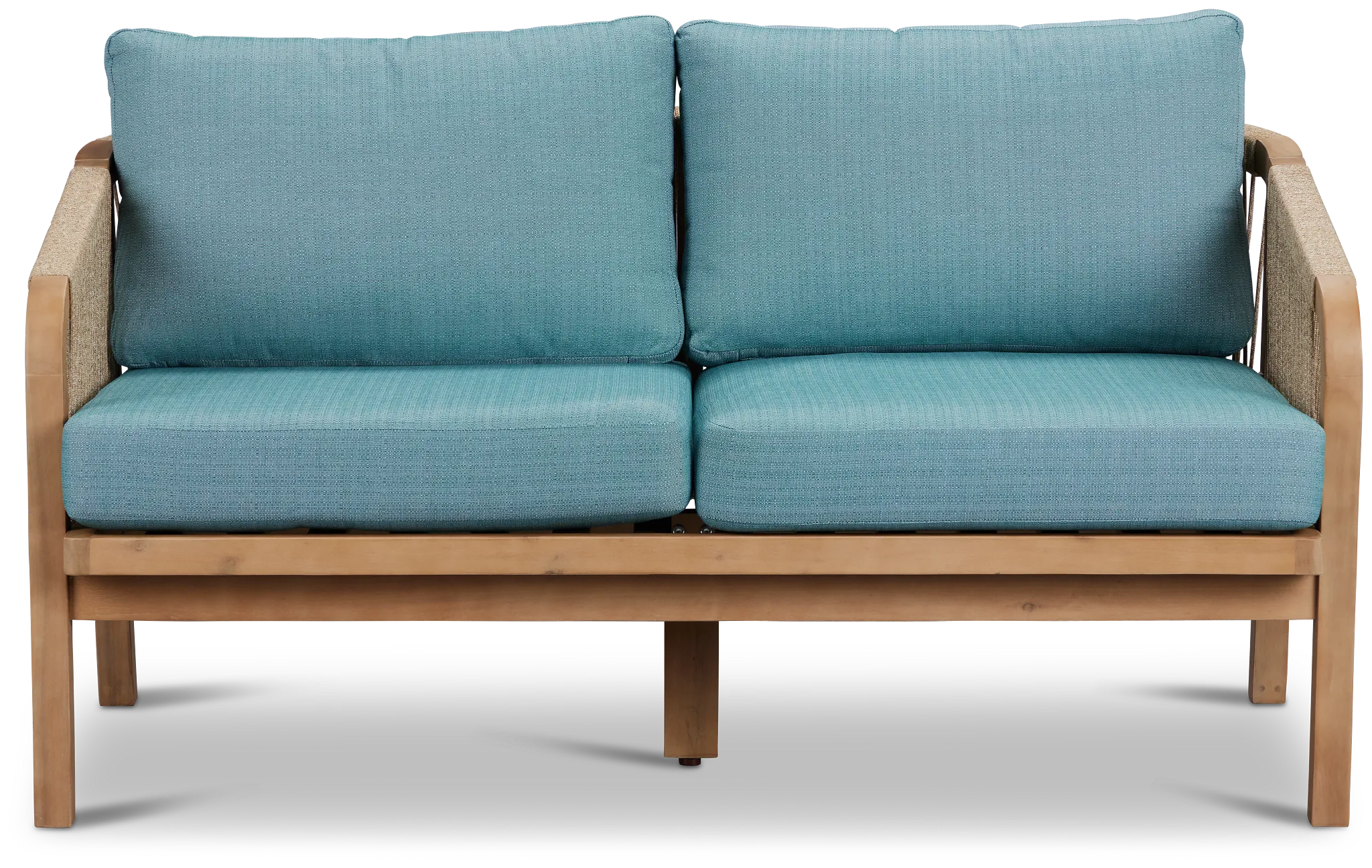 Laguna Light Tone Loveseat With Teal Cushions