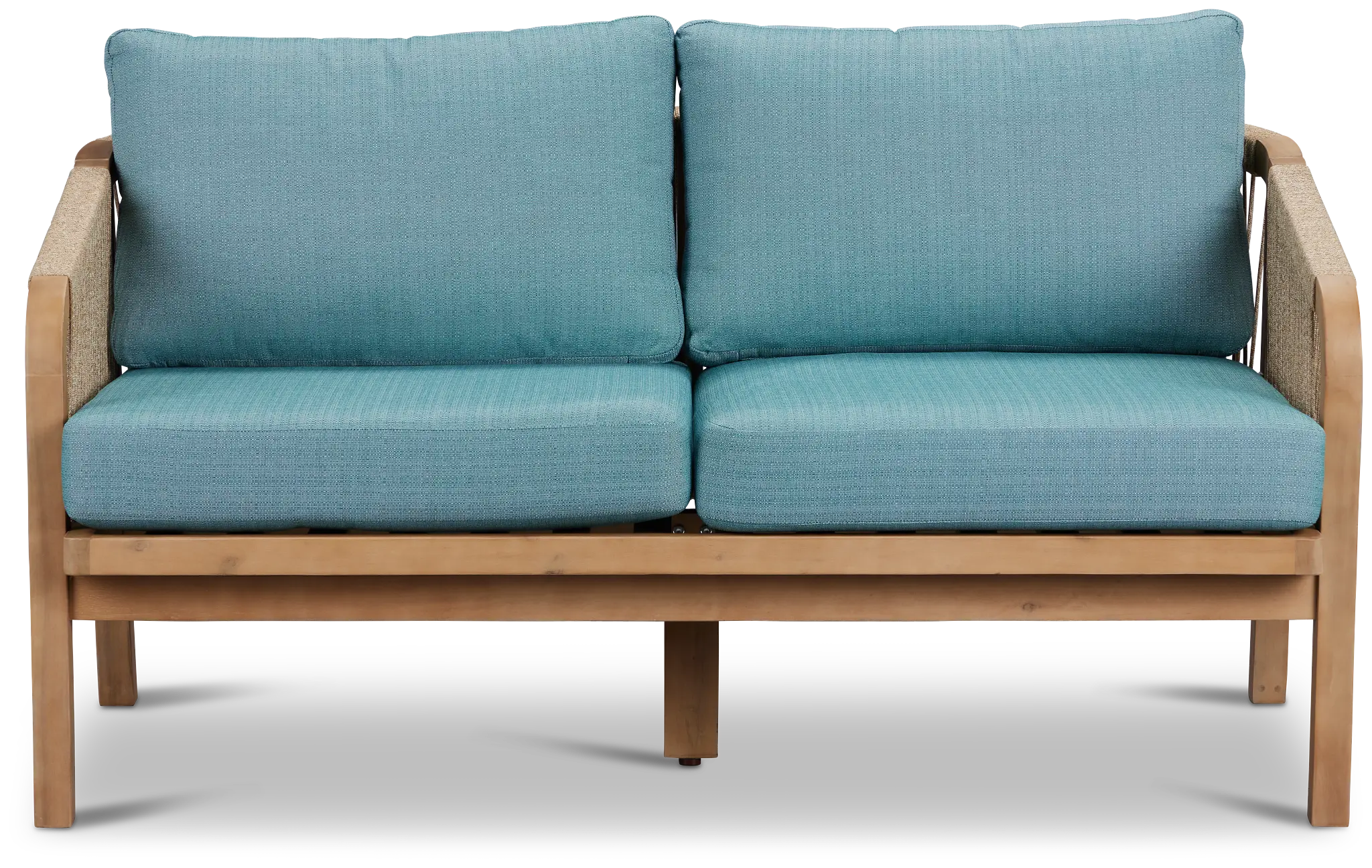 Laguna Light Tone Loveseat With Teal Cushions Laguna Light Tone Loveseat With Teal Cushions