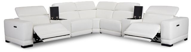 Lombardy White Micro Large Dual Power Reclining Two-arm Sectional