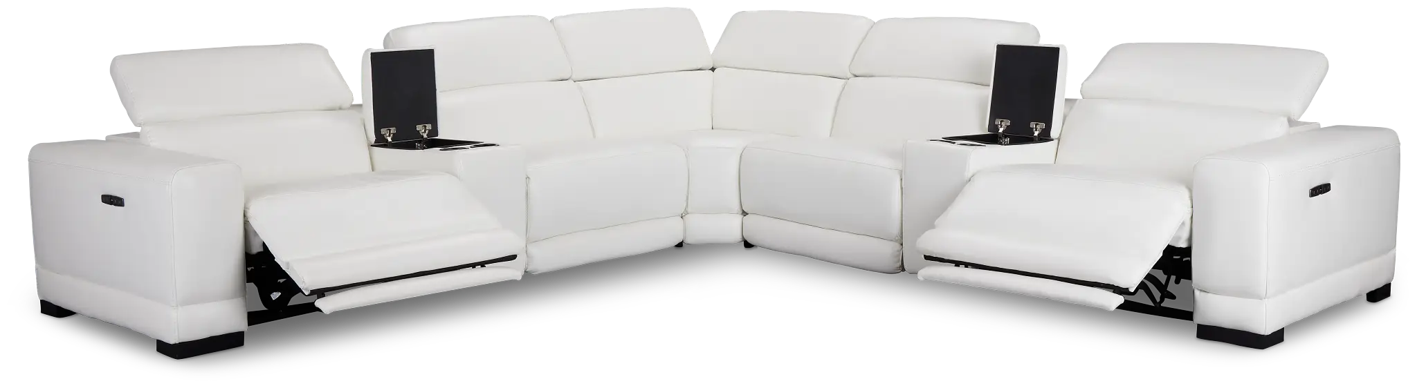 Lombardy White Micro Large Dual Power Reclining Two-arm Sectional Lombardy White Micro Large Dual Power Reclining Two-arm Sectional