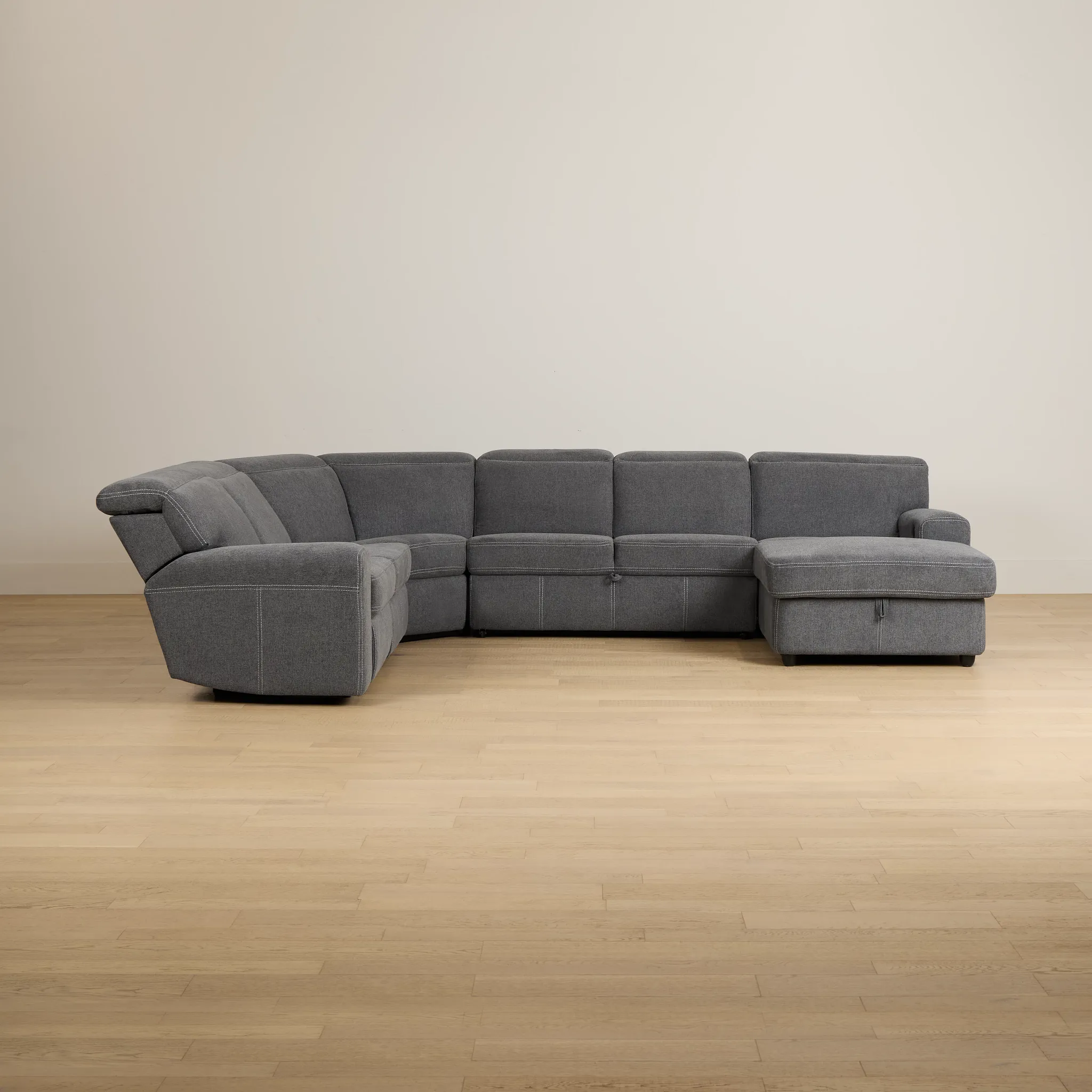 Callum Dark Gray Storage Small Right Reclining Chaise Sleeper Sectional