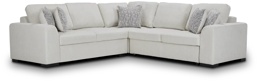 Blakely White Fabric Medium 2-arm Right Facing Sleeper Sectional