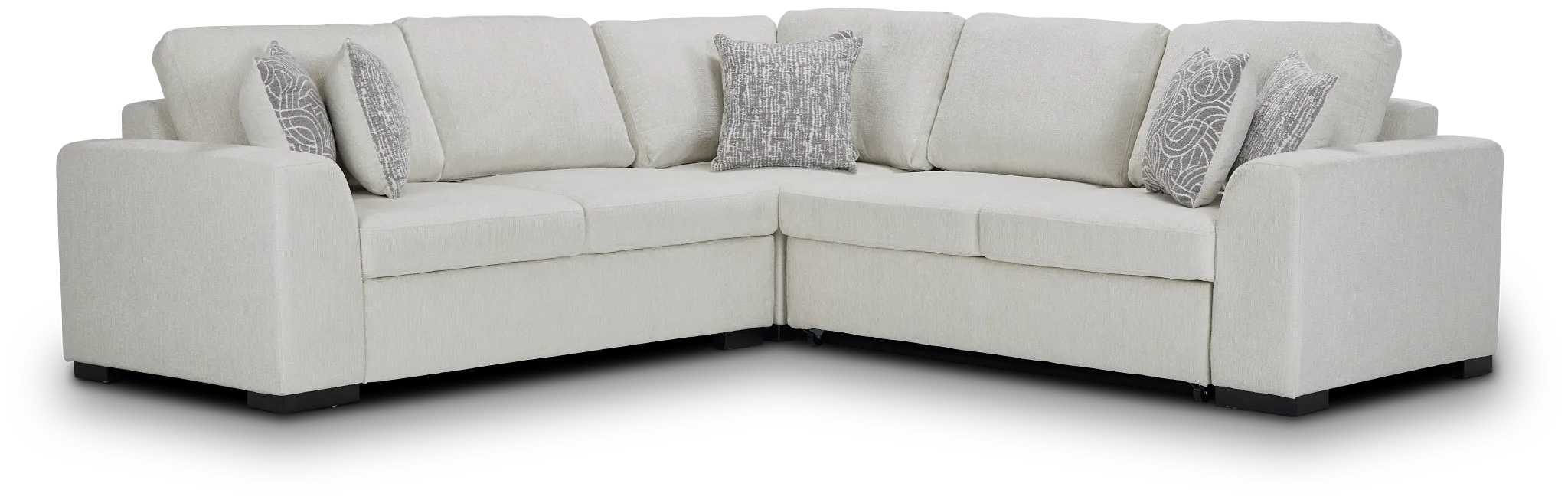 Blakely White Fabric Medium 2-arm Right Facing Sleeper Sectional